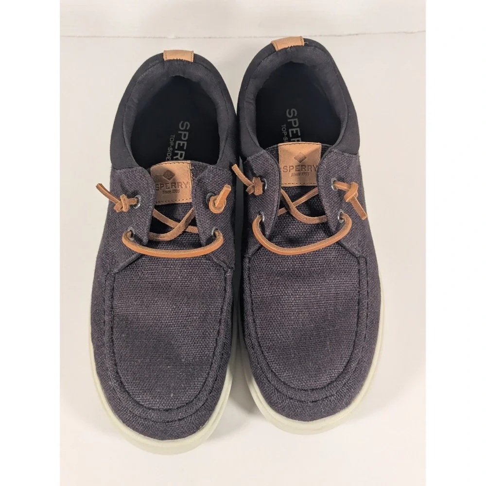 Sperry Top-Sider Mens Boat Shoes Black Textile STS24807 Size 10M Casual Slip On